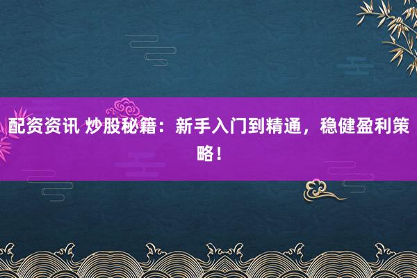 配资资讯 炒股秘籍：新手入门到精通，稳健盈利策略！