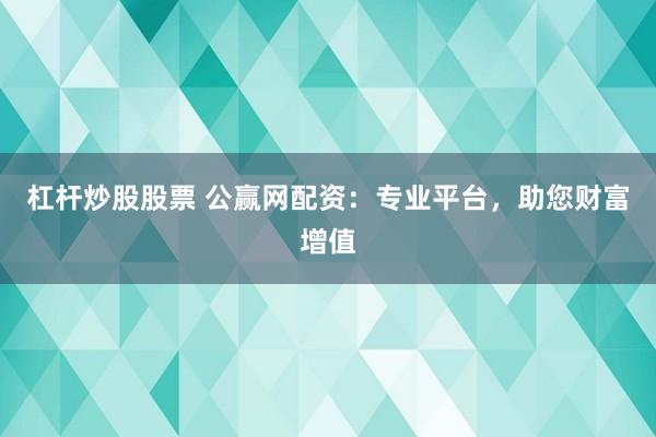 杠杆炒股股票 公赢网配资：专业平台，助您财富增值