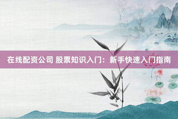 在线配资公司 股票知识入门：新手快速入门指南
