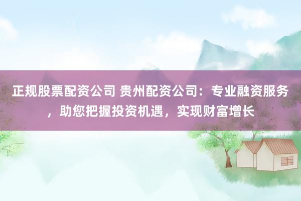 正规股票配资公司 贵州配资公司：专业融资服务，助您把握投资机遇，实现财富增长