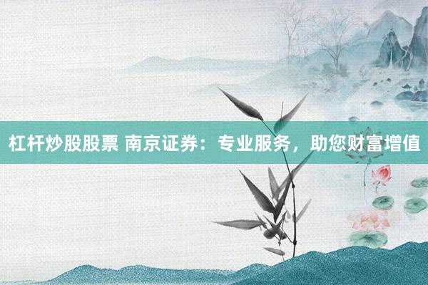 杠杆炒股股票 南京证券：专业服务，助您财富增值