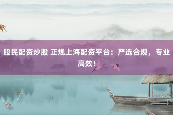 股民配资炒股 正规上海配资平台：严选合规，专业高效！