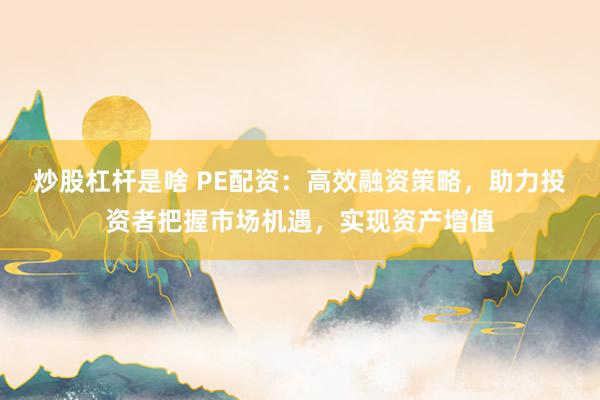 炒股杠杆是啥 PE配资：高效融资策略，助力投资者把握市场机遇，实现资产增值