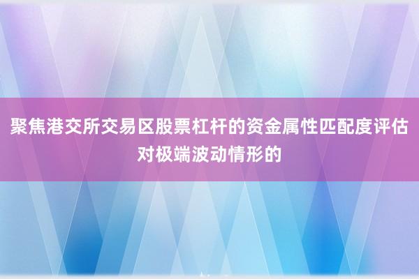 聚焦港交所交易区股票杠杆的资金属性匹配度评估对极端波动情形的